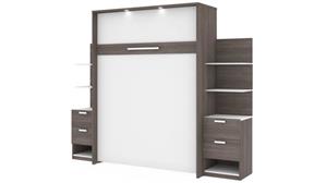 Murphy Beds - Queen Bestar Office Furniture 105in W Queen Murphy Bed with Nightstands and Floating Shelves