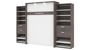 Murphy Beds - Queen Bestar Office Furniture 125in W Queen Murphy Bed with 2 Closet Organizers