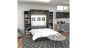 Murphy Beds - Queen Bestar Office Furniture 105in W Queen Murphy Bed with 2 Narrow Closet Organizers