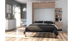 Murphy Beds - Queen Bestar Office Furniture 85in W Queen Murphy Bed with Nightstand and Floating Shelves