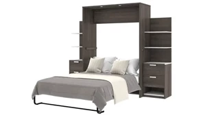 Murphy Beds - Full Bestar Office Furniture 99in W Full Murphy Bed with Nightstands and Floating Shelves