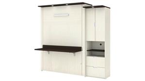 Murphy Beds - Queen Bestar Office Furniture 90in W Queen Murphy Bed with Desk and Storage Cabinet