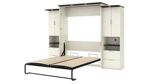 Murphy Beds - Queen Bestar Office Furniture 114in W Queen Murphy Bed with Desk and 2 Storage Cabinets