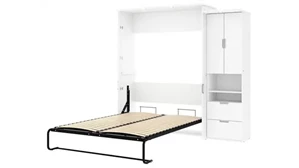 Murphy Beds - Queen Bestar Office Furniture 90in W Queen Murphy Bed with Storage Cabinet