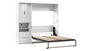 Murphy Beds - Full Bestar Office Furniture 84in W Full Murphy Bed with Desk and Storage Cabinet