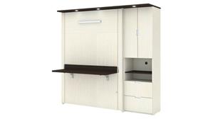 Murphy Beds - Full Bestar Office Furniture 84in W Full Murphy Bed with Desk and Storage Cabinet