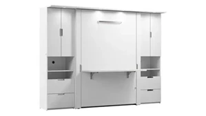 Murphy Beds - Full Bestar Office Furniture 107in W Full Murphy Bed with Desk and 2 Storage Cabinets