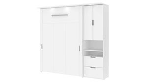 Murphy Beds - Full Bestar Office Furniture 82in W Full Murphy Bed with Storage Cabinet