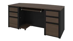 Stand-Alone Double Pedestal Desks Bestar 72in W Bow Front Double Pedestal Executive Desk
