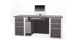 Executive Desks Bestar Office Furniture Bow Front Double Pedestal Executive Desk 93850