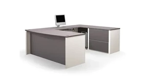 U Shaped Single Pedestal Desks Bestar Bow Front U Shaped Desk 93865
