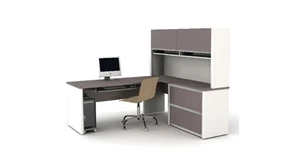 L Shaped Desks with Hutch Bestar Office Furniture 72in W x 83in D L-Shaped Workstation with Hutch