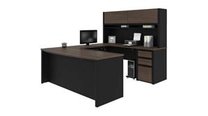 U Shaped Desks with Hutch Bestar Bow Front U Shaped Desk with Hutch 93879