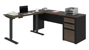 Standing Desks - Electronically Adjustable Bestar 6ft W x 6ft D Height Adjustable L-Shaped Desk