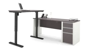 Standing Desks - Electronically Adjustable Bestar 6ft W x 6ft D Height Adjustable L-Shaped Desk