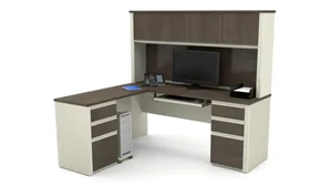 L Shaped Desks with Hutch Bestar L-shaped Workstation with Two Pedestals