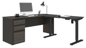 Standing Desks - Electronically Adjustable Bestar 6ft W x 6ft D  Height Adjustable L-Shaped Desk