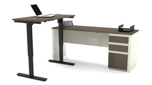 Standing Desks - Electronically Adjustable Bestar Office Furniture 6ft W x 6ft D  Height Adjustable L-Shaped Desk