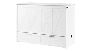 Murphy Beds - Full Bestar Office Furniture 59in W Full Murphy Cabinet Bed with Pullout Drawer and Mattress