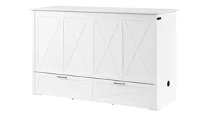 Murphy Beds - Queen Bestar Office Furniture 65in W Queen Murphy Cabinet Bed with Pullout Drawer and Mattress