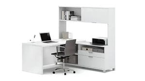 L Shaped Desks with Hutch Bestar Panel L Shaped Desk with Hutch