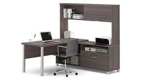 L Shaped Desks with Hutch Bestar Metal Leg L Shaped Desk with Hutch
