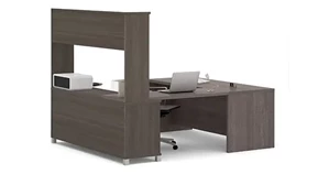 U Shaped Desks with Hutch Bestar Panel Leg U Desk with Hutch