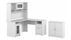 L Shaped Desks Bush Furniture 60in W L-Shaped Desk with Hutch and Small Storage Cabinet