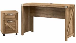 Writing Desks Bush Furniture 48" W Farmhouse Writing Desk with 2 Drawer Mobile File Cabinet