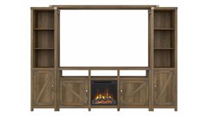 Electric Fireplaces Bush Furniture 65in W Farmhouse Entertainment Center with Electric Fireplace