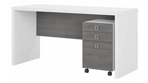Office Credenzas Bush Furniture Credenza Desk with Mobile File Cabinet