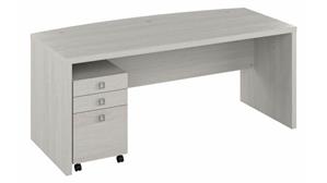 Executive Desks Bush Furniture 72in W Bow Front Desk with 3 Drawer Mobile Pedestal
