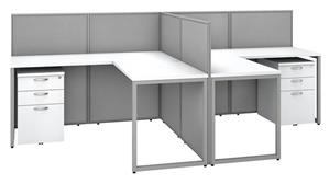 Workstations & Cubicles Bush Furniture 60in W 2 Person L-Desk Open Office with 2 - 3 Drawer Mobile Pedestals and 45in H Panels