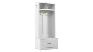 Coat Racks & Hall Trees Bush Furniture Entryway Storage Set with 30in W Hall Tree and Shoe Bench with Drawer