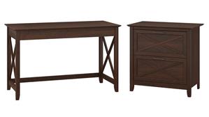 Writing Desks Bush Furniture 48in W Writing Desk with 2 Drawer Lateral File Cabinet