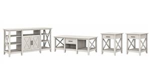 TV Stands Bush Furniture TV Stand with Coffee Table and Set of 2 End Tables