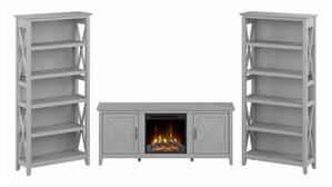 TV Stands Bush Furniture Electric Fireplace TV Stand for 70in TV with 5 Shelf Bookcases (Set of 2)