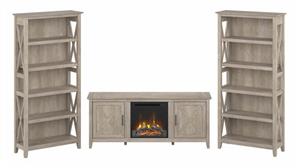 TV Stands Bush Furniture Electric Fireplace TV Stand for 70in TV with 5 Shelf Bookcases (Set of 2)