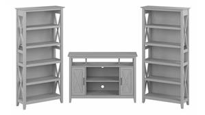 TV Stands Bush Furniture Tall TV Stand for 55in TV with 5 Shelf Bookcases (Set of 2)