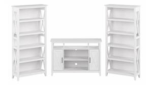 TV Stands Bush Furniture Tall TV Stand for 55in TV with 5 Shelf Bookcases (Set of 2)
