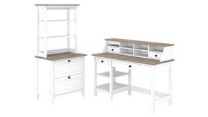 Computer Desks Bush Furniture 54in W Computer Desk with Shelves, Desktop Organizer, Lateral File Cabinet and Hutch