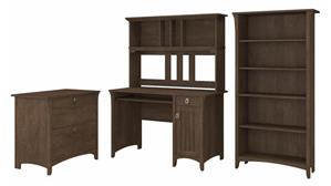 Computer Desks Bush Furniture Mission Desk with Hutch, Lateral File Cabinet and 5 Shelf Bookcase