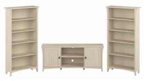 TV Stands Bush Furniture TV Stand for 70in TV with 5 Shelf Bookcases (Set of 2)