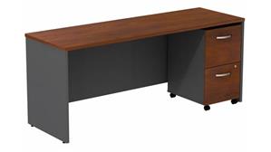 Office Credenzas Bush Furniture 72in W Desk Credenza with Assembled 2 Drawer Mobile Pedestal