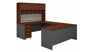 U Shaped Desks Bush Furniture 72in W U-Shaped Desk with Hutch and Assembled Mobile File Cabinet
