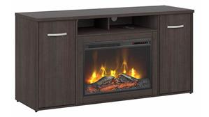 Electric Fireplaces Bush Furniture 60in W Electric Fireplace with Storage Cabinet and Doors