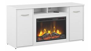 Electric Fireplaces Bush Furniture 60in W Electric Fireplace with Storage Cabinet and Doors