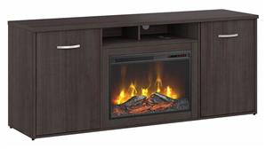 Electric Fireplaces Bush Furniture 72in W Electric Fireplace with Storage Cabinets and Doors