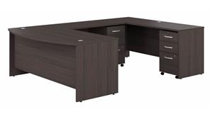 U Shaped Desks Bush Furniture 72in W x 36in D U-Shaped Desk and Assembled Mobile File Cabinets (2 Drawer and 3 Drawer)