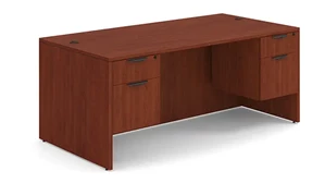 Stand-Alone Double Pedestal Desks Office Source 72in x 30in Double Hanging Pedestal Desk